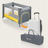 Patut pliant, Lionelo, Stefi, Cu un nivel, Cu intrare laterala cu fermoar, 2 roti, 120x60 cm, Conform cu standardul european de securitate EN 716, Yellow Lemon