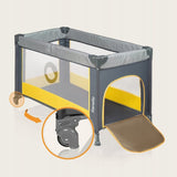 Patut pliant, Lionelo, Stefi, Cu un nivel, Cu intrare laterala cu fermoar, 2 roti, 120x60 cm, Conform cu standardul european de securitate EN 716, Yellow Lemon