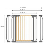 Poarta de siguranta, Lionelo, Truus Slim, Prin presiune, 105 cm, Conform cu standardul europeane de securitate EN1930, Gri/Natur
