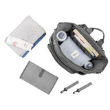 Rucsac impermeabil pentru mamici, Lionelo, Cube, Cu 12 compartimente si salteluta de schimbat, Cu prindere universala de carucior, 36 x 36 x 23 cm, Gri