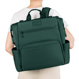 Rucsac impermeabil pentru mamici, Lionelo, Cube, Cu 12 compartimente si salteluta de schimbat, Cu prindere universala de carucior, 36 x 36 x 23 cm, Verde