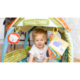 Salteluta interactiva Lionelo, Agnes, Cu jucarii, Conform cu standardul european de securitate EN71, 142x142x45 cm, Multicolor