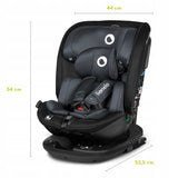 Scaun auto, Lionelo, Bastiaan RWF i-Size, Pozitie de somn, Protectie laterala, Rotire 360 grade, 0-36 Kg, Cu Isofix si Centura Top Tether, Conform cu standardul european de securitate ECE R129, Gri