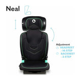 Scaun auto i-Size, Lionelo, Neal, Spatar reglabil in3 pozitii, Tetiera in 14 pozitii, Suport sticla inclus, 15-36 Kg, 100-150 cm, Cu Isofix, Conform ECE R129, Negru