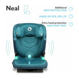 Scaun auto i-Size, Lionelo, Neal, Spatar reglabil in 3 pozitii, Tetiera in 14 pozitii, Suport sticla inclus, 15-36 Kg, 100-150 cm, Cu Isofix, Conform ECE R129, Verde