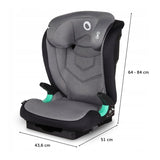 Scaun auto i-Size, Lionelo, Neal, Spatar reglabil in 3 pozitii, Tetiera in 14 pozitii, Suport sticla inclus, 15-36 Kg, 100-150 cm, Cu Isofix, Conform ECE R129, Gri