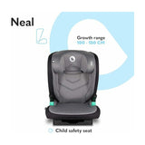 Scaun auto i-Size, Lionelo, Neal, Spatar reglabil in 3 pozitii, Tetiera in 14 pozitii, Suport sticla inclus, 15-36 Kg, 100-150 cm, Cu Isofix, Conform ECE R129, Gri