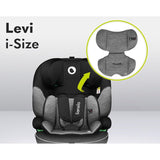 Scaun auto, Lionelo, Levi One i-Size, Universal, Instalare FWF, Cu tetiera reglabila in 10 pozitii, Cu spatar detasabil, 76-150 cm, Conform cu R129, Gri