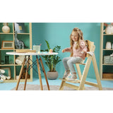 Scaun de masa, Lionelo, Floris, 3 in 1, Din Lemn, Transformabil, Reglabil in inaltime in 4 pozitii, Suport de picioare reglabil in 4 pozitii, Natur