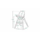 Scaun de masa, Lionelo, Koen, Din fag, 2 in 1, Transformabil, Sustine 30 kg, 6 luni+, Conform cu standardul european de securitate EN14988, Gri
