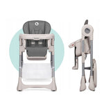 Scaun de masa, Lionelo, Zanna, Reglabil, 4 Pozitii pe inaltime, Spatar reglabil in 3 pozitii, Pliabil, din Metal, Conform cu standardul european de securitate EN14988, Gri