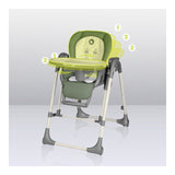Scaun de masa si balansoar, Lionelo, Laurice, 2 in 1, Transformabil, Multifunctional, Inaltime si spatar reglabile, Cu melodii de leagan, 0 luni+, Conform cu standardele europene de securitate EN 14988, EN 16120, Verde