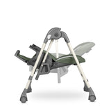 Scaun de masa si balansoar, Lionelo, Laurice, 2 in 1, Transformabil, Multifunctional, Inaltime si spatar reglabile, Cu melodii de leagan, 0 luni+, Conform cu standardele europene de securitate EN 14988, EN 16120, Verde