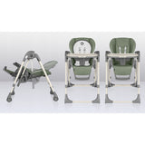 Scaun de masa si balansoar, Lionelo, Laurice, 2 in 1, Transformabil, Multifunctional, Inaltime si spatar reglabile, Cu melodii de leagan, 0 luni+, Conform cu standardele europene de securitate EN 14988, EN 16120, Verde
