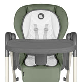 Scaun de masa si balansoar, Lionelo, Laurice, 2 in 1, Transformabil, Multifunctional, Inaltime si spatar reglabile, Cu melodii de leagan, 0 luni+, Conform cu standardele europene de securitate EN 14988, EN 16120, Verde