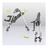 Scaun de masa si balansoar, Lionelo, Laurice, 2 in 1, Transformabil, Multifunctional, Inaltime si spatar reglabile, Cu melodii de leagan, 0 luni+, Conform cu standardele europene de securitate EN 14988, EN 16120, Verde