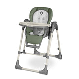 Scaun de masa si balansoar, Lionelo, Laurice, 2 in 1, Transformabil, Multifunctional, Inaltime si spatar reglabile, Cu melodii de leagan, 0 luni+, Conform cu standardele europene de securitate EN 14988, EN 16120, Verde