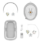 Set 2 in 1, Balansoar si landou, Lionelo, Bella, Rotative 360, Ecran tactil si telecomanda, Electric, Scaun reglabil, 6 miscari unice, 5 viteze, Cu melodii, Gri