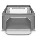 Tarc de joaca copii, Lionelo, Willow, 127 x 187 cm, Pliere compacta, Include geanta de transport, Din plasa, Cu doua intrari laterale si fermoar, Cu ventuze pentru stabilitate, Conform cu EN 12227:2010, Gri