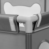 Tarc de joaca copii, Lionelo, Willow, 127 x 187 cm, Pliere compacta, Include geanta de transport, Din plasa, Cu doua intrari laterale si fermoar, Cu ventuze pentru stabilitate, Conform cu EN 12227:2010, Gri