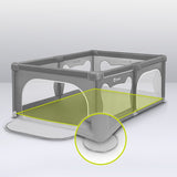 Tarc de joaca copii, Lionelo, Willow, 127 x 187 cm, Pliere compacta, Include geanta de transport, Din plasa, Cu doua intrari laterale si fermoar, Cu ventuze pentru stabilitate, Conform cu EN 12227:2010, Gri