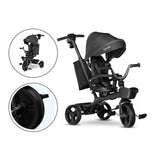 Tricicleta copii, Lionelo, Kori, Ultrapliabila, Multifunctionala, Cu suport de picioare, Control al directiei, Scaun reversibil, Rotire 360 grade, Conform cu standardul european de securitate EN71, Grey Stone