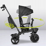 Tricicleta copii, Lionelo, Kori, Ultrapliabila, Multifunctionala, Cu suport de picioare, Control al directiei, Scaun reversibil, Rotire 360 grade, Conform cu standardul european de securitate EN71, Grey Stone