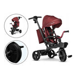 Tricicleta copii, Lionelo, Kori, Ultrapliabila, Multifunctionala. Cu suport de picioare, Control al directiei, Scaun reversibil, Rotire 360 grade, Conform cu standardul europeane de securitate EN71, Red Burgundy