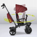 Tricicleta copii, Lionelo, Kori, Ultrapliabila, Multifunctionala. Cu suport de picioare, Control al directiei, Scaun reversibil, Rotire 360 grade, Conform cu standardul europeane de securitate EN71, Red Burgundy