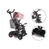 Tricicleta copii, Lionelo, Haari, Ultrapliabila, Multifunctionala, Suport picioare, Control al directiei, Scaun reversibil, Rotire 360 grade, Conform cu standardul european de securitate EN71, Bubblegum