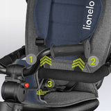 Tricicleta copii, Lionelo, Haari, Ultrapliabila, Multifunctionala, Suport picioare, Control al directiei, Scaun reversibil, Rotire 360 grade, Conform cu standardul european de securitate EN71, Albastru