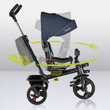 Tricicleta copii, Lionelo, Haari, Ultrapliabila, Multifunctionala, Suport picioare, Control al directiei, Scaun reversibil, Rotire 360 grade, Conform cu standardul european de securitate EN71, Albastru