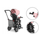 Tricicleta copii, Lionelo, Tris, Ultrapliabila, Multifunctionala. Mecanism de pedalare libera, Suport picioare, Control al directiei, Scaun reversibil, Rotire 360 grade, Conform cu standardul europeane de securitate EN71, Roz/Gri