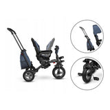 Tricicleta copii, Lionelo, Tris, Ultrapliabila, Multifunctionala, Mecanism de pedalare libera, Suport picioare, Control al directiei, Scaun reversibil, Rotire 360 grade, Conform cu standardul europeane de securitate EN71, Albastru