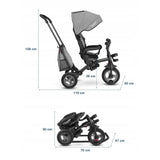 Tricicleta copii, Lionelo, Tris, Ultrapliabila, Multifunctionala, Mecanism de pedalare libera, Suport picioare, Control al directiei, Scaun reversibil, Rotire 360 grade, Conform cu standardul europeane de securitate EN71, Gri