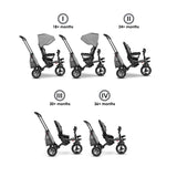 Tricicleta copii, Lionelo, Tris, Ultrapliabila, Multifunctionala, Mecanism de pedalare libera, Suport picioare, Control al directiei, Scaun reversibil, Rotire 360 grade, Conform cu standardul europeane de securitate EN71, Gri