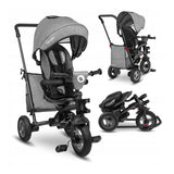 Tricicleta copii, Lionelo, Tris, Ultrapliabila, Multifunctionala, Mecanism de pedalare libera, Suport picioare, Control al directiei, Scaun reversibil, Rotire 360 grade, Conform cu standardul europeane de securitate EN71, Gri