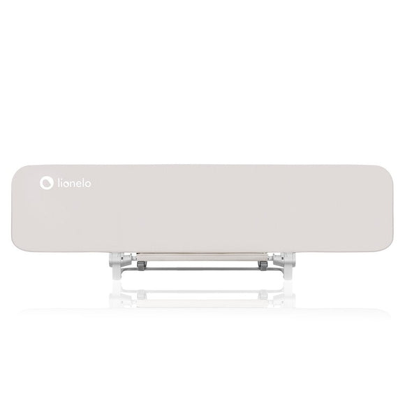 Bariera de protectie pentru pat, Lionelo, Lora XL, Pliabila, Sistem de blocare StandSafe, Geanta de transport inclusa, 150x46 cm, Conform cu BS 7972:2001+A1:2009, Bej
