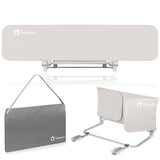 Bariera de protectie pentru pat, Lionelo, Lora XL, Pliabila, Sistem de blocare StandSafe, Geanta de transport inclusa, 150x46 cm, Conform cu BS 7972:2001+A1:2009, Bej