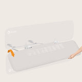 Bariera de protectie pentru pat, Lionelo, Lora XL, Pliabila, Sistem de blocare StandSafe, Geanta de transport inclusa, 150x46 cm, Conform cu BS 7972:2001+A1:2009, Bej