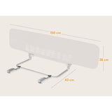 Bariera de protectie pentru pat, Lionelo, Lora XL, Pliabila, Sistem de blocare StandSafe, Geanta de transport inclusa, 150x46 cm, Conform cu BS 7972:2001+A1:2009, Bej
