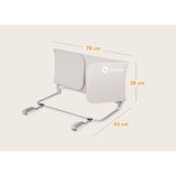 Bariera de protectie pentru pat, Lionelo, Lora XL, Pliabila, Sistem de blocare StandSafe, Geanta de transport inclusa, 150x46 cm, Conform cu BS 7972:2001+A1:2009, Bej