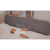 Bariera de protectie pentru pat, Lionelo, Lora XL, Pliabila, Sistem de blocare StandSafe, Geanta de transport inclusa, 150x46 cm, Conform cu BS 7972:2001+A1:2009, Bej