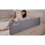 Bariera de protectie pentru pat, Lionelo, Lora XL, Pliabila, Sistem de blocare StandSafe, Geanta de transport inclusa, 150x46 cm, Conform cu BS 7972:2001+A1:2009, Bej