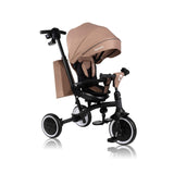 Tricicleta copii, Lionelo, Tris Plus, Ultrapliabila, Multifunctionala, Pana la 25 kg, Inclinare spatar in fata si in spate, Suport picioare, Control al directiei, Scaun reversibil, Rotire 360 grade, Conform cu EN71, 9 luni-5 ani, Bej