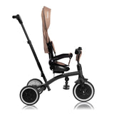 Tricicleta copii, Lionelo, Tris Plus, Ultrapliabila, Multifunctionala, Pana la 25 kg, Inclinare spatar in fata si in spate, Suport picioare, Control al directiei, Scaun reversibil, Rotire 360 grade, Conform cu EN71, 9 luni-5 ani, Bej