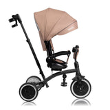 Tricicleta copii, Lionelo, Tris Plus, Ultrapliabila, Multifunctionala, Pana la 25 kg, Inclinare spatar in fata si in spate, Suport picioare, Control al directiei, Scaun reversibil, Rotire 360 grade, Conform cu EN71, 9 luni-5 ani, Bej