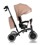 Tricicleta copii, Lionelo, Tris Plus, Ultrapliabila, Multifunctionala, Pana la 25 kg, Inclinare spatar in fata si in spate, Suport picioare, Control al directiei, Scaun reversibil, Rotire 360 grade, Conform cu EN71, 9 luni-5 ani, Bej