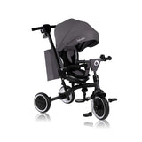 Tricicleta copii, Lionelo, Tris Plus, Ultrapliabila, Multifunctionala, Pana la 25 kg, Inclinare spatar in fata si in spate, Suport picioare, Control al directiei, Scaun reversibil, Rotire 360 grade, Conform cu EN71, 9 luni-5 ani, Gri