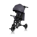 Tricicleta copii, Lionelo, Tris Plus, Ultrapliabila, Multifunctionala, Pana la 25 kg, Inclinare spatar in fata si in spate, Suport picioare, Control al directiei, Scaun reversibil, Rotire 360 grade, Conform cu EN71, 9 luni-5 ani, Gri